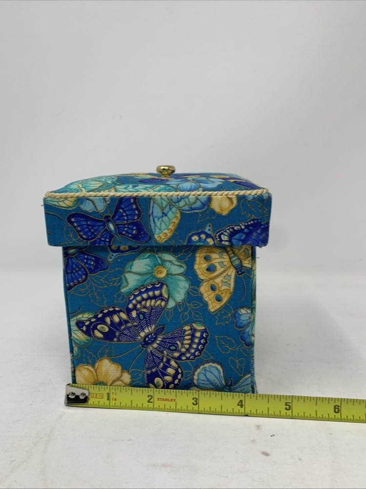 Vtg Small Cardboard Fold Up Butterfly Pattern Sewing Box