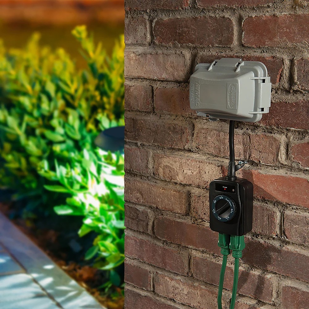 2-Outlet Grounded Outdoor Countdown Timer Photosensor