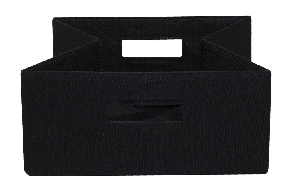 Half-Size Fabric Storage Bin Organizer Basket with Handles, 2 Pack Black