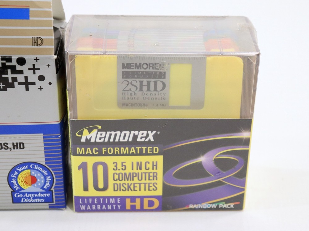 2x Mixed Lot 3.5" Computer Diskettes MAC/IBM Formatted 1.44MB Memorex/Imation