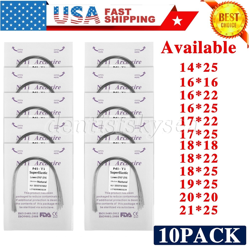 10Packs Dental Ortho Niti Natural Form Super Elastic Rectangular Arch Wire 100PC
