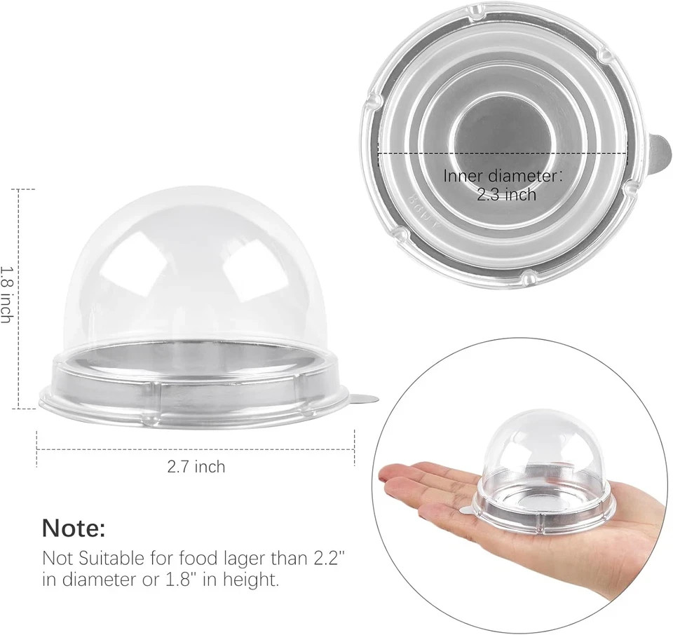 100Pcs Clear Plastic Mini Cake Boxes with Dome Lids Mini