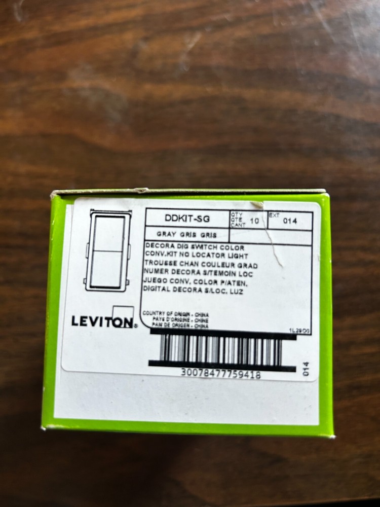 BOX OF 10 LEVITON DECORA DIG SWITCH COLOR # DDKIT-SG