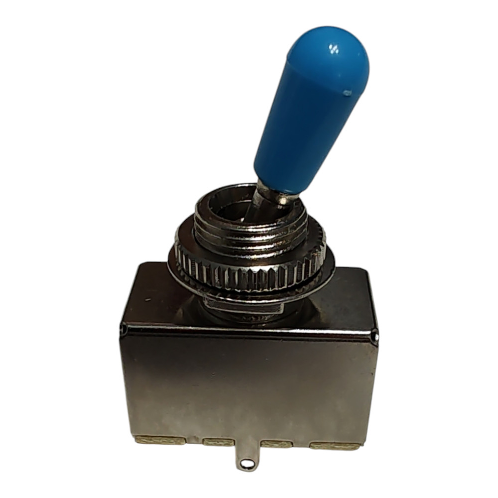 3-way Box Switch w/ 5 ft 4 Conductor Shielded Wire Chrome / Blue Tip