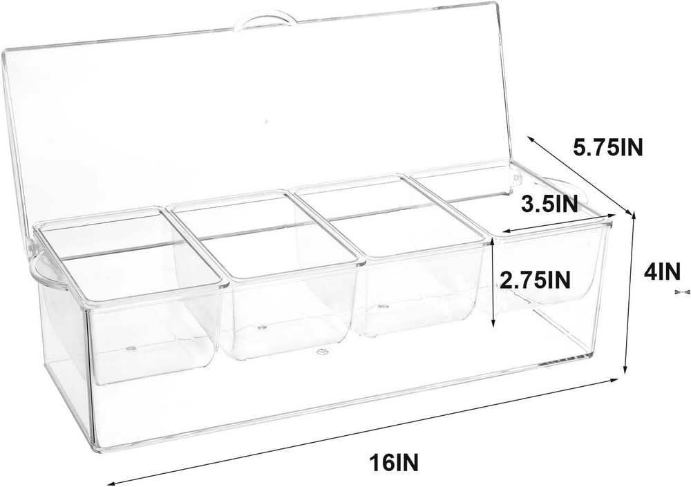 Ice Chilled Condiment Caddy with 5 Containers, Ice Chilled 5 Compartment