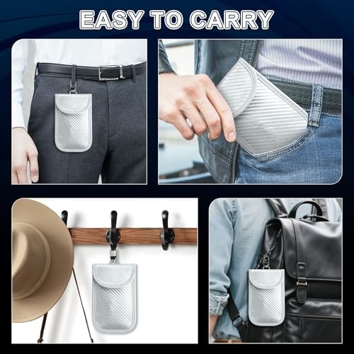 2 Pack Faraday Bag for Car Keys, Key Fob Protector Shielding Medium Silver