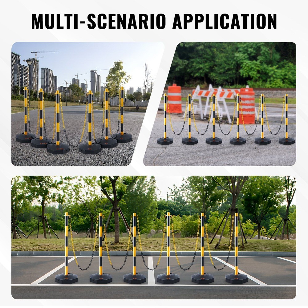 Customizable Delineator Posts 6 Pack Water or Sand Weighted Base 8ft Rope