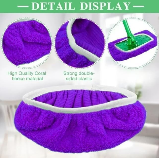 Microfiber Mop Pads - 4 Pack Reusable Washable Refills for Wet & Dry Floor Clean