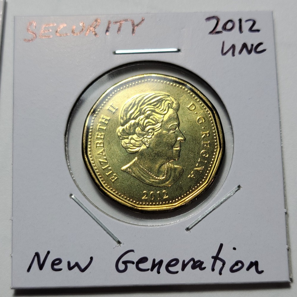 BOTH 2012 NO Security & Security CANADA 1 Dollar UNC Old & New Generation Loonie