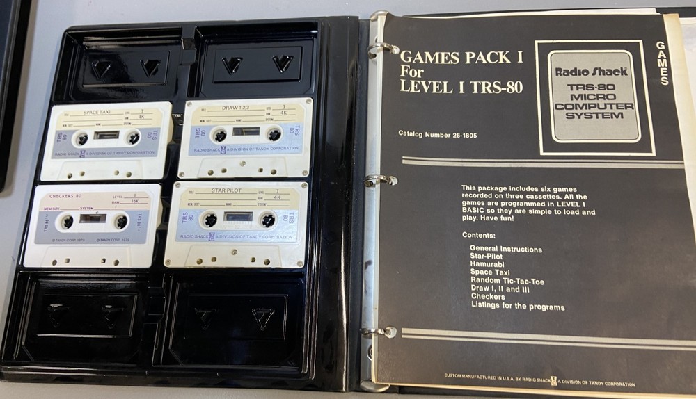 TRS-80 Level 1 Game Pack Manual & Cassettes