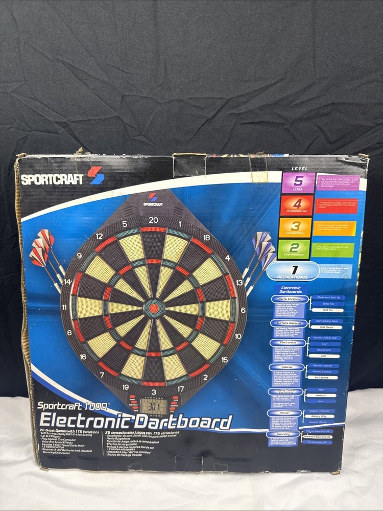 Sportcraft 1000 Electronic Dartboard LCD Scoring Display Sound Effects