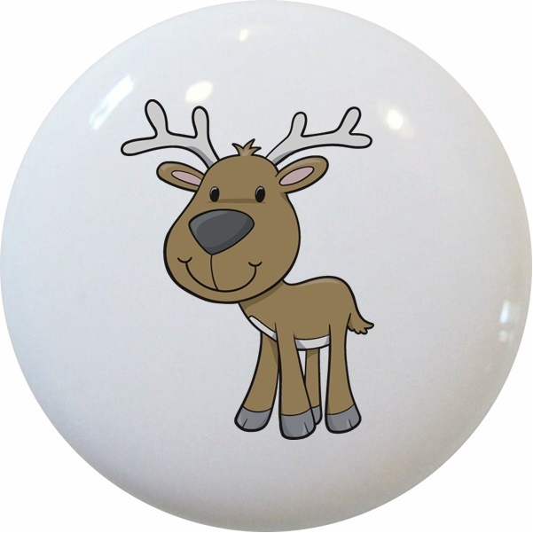 Baby DEER Reindeer Cabinet DRAWER Pull KNOB Ceramic