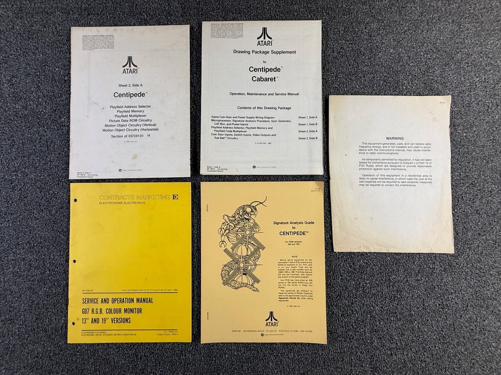 Atari Centipede CABARET Arcade Game Manual Schematics Analysis Packet ORIGINAL