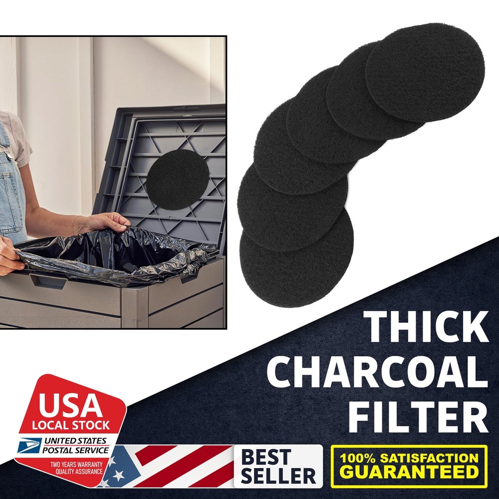 6-Pack Extra Thick Round Trash Filters Charcoal Remove odor Kitchen/Bath Odors