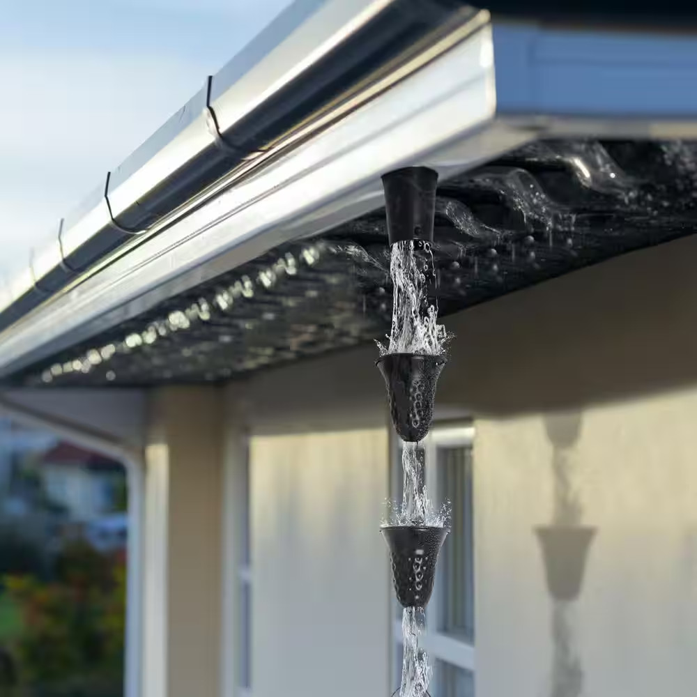 8.5 Feet Aluminum Rain Chains for Gutters with Gutter Adapter, Long Cup Gutter C