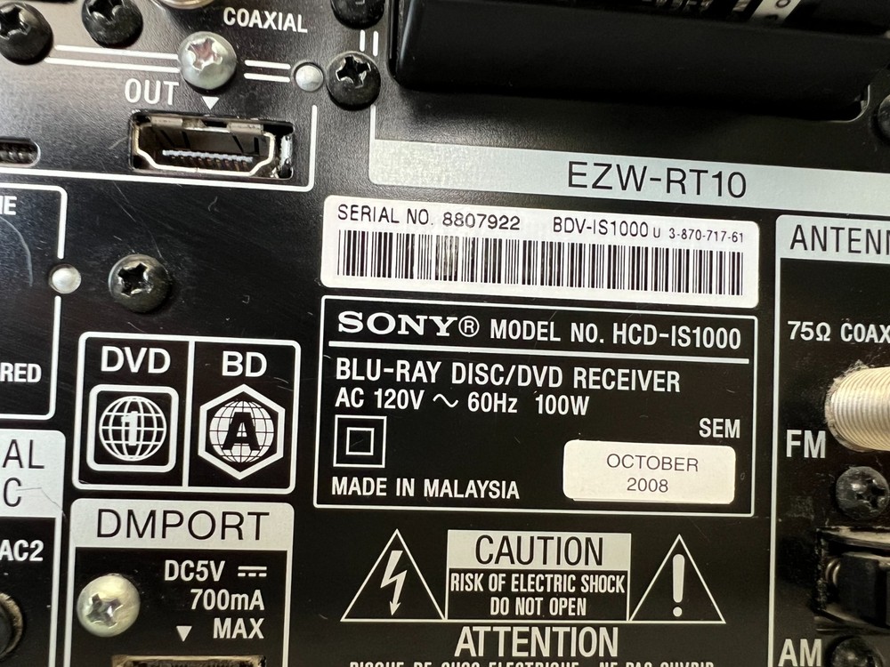 SONY HCD-IS1000 S-MASTER BLU-RAY DVD DISC SYSTEM/NO REMOTE- TESTED