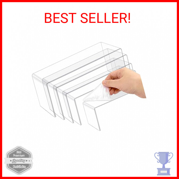 Thyores 5 Pcs Large Acrylic Risers, Clear Display Showcase Collectibles Display