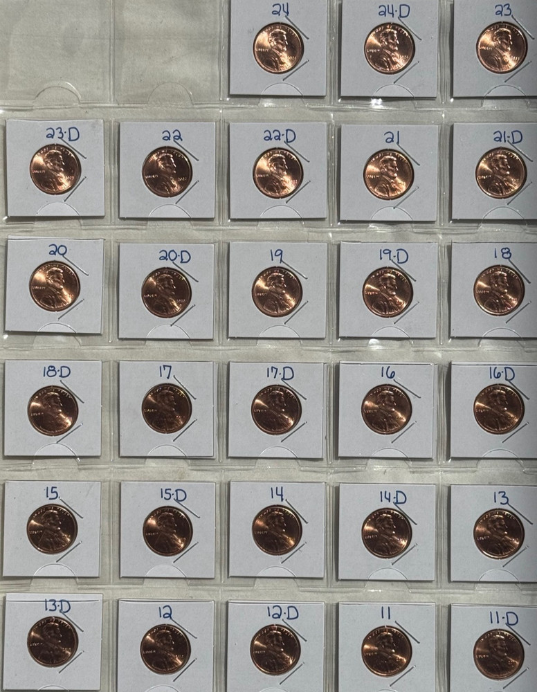 Complete Red choice/gem BU Shield cent set 2011-2024 28 coins!