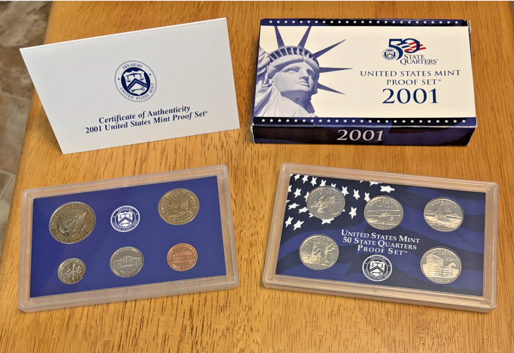 US Mint Proof Sets 2001 2002 2003 Original Boxes COA *2 Proof Sets Per Box