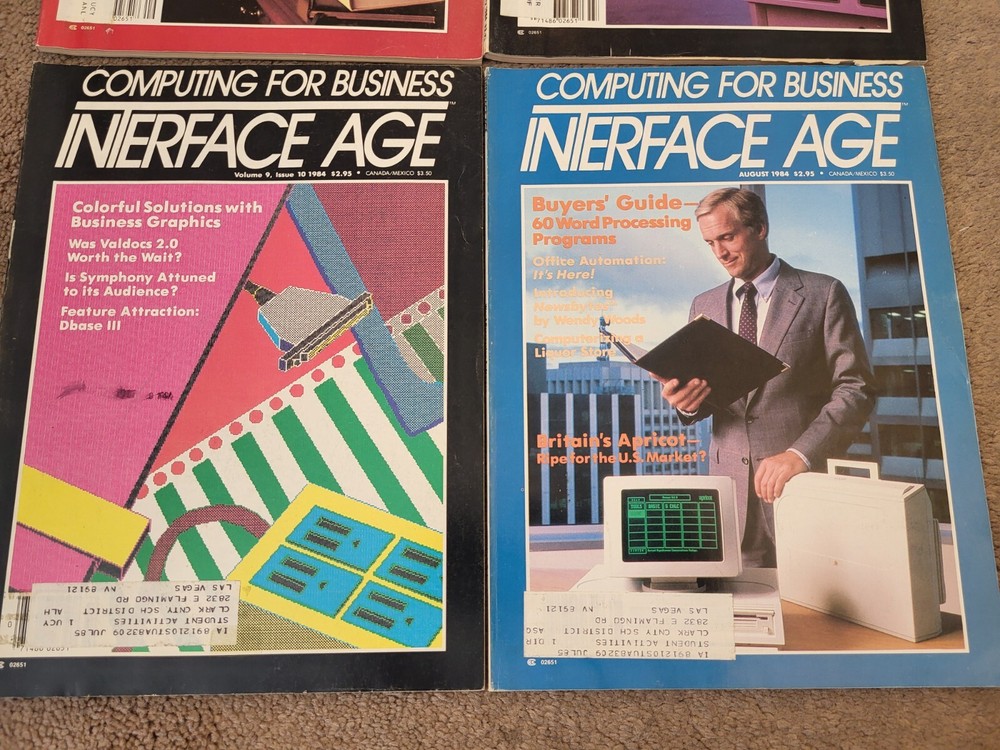 4 Computing For Business Interface Age Computer Magazines July Aug Sept 1984 VTG
