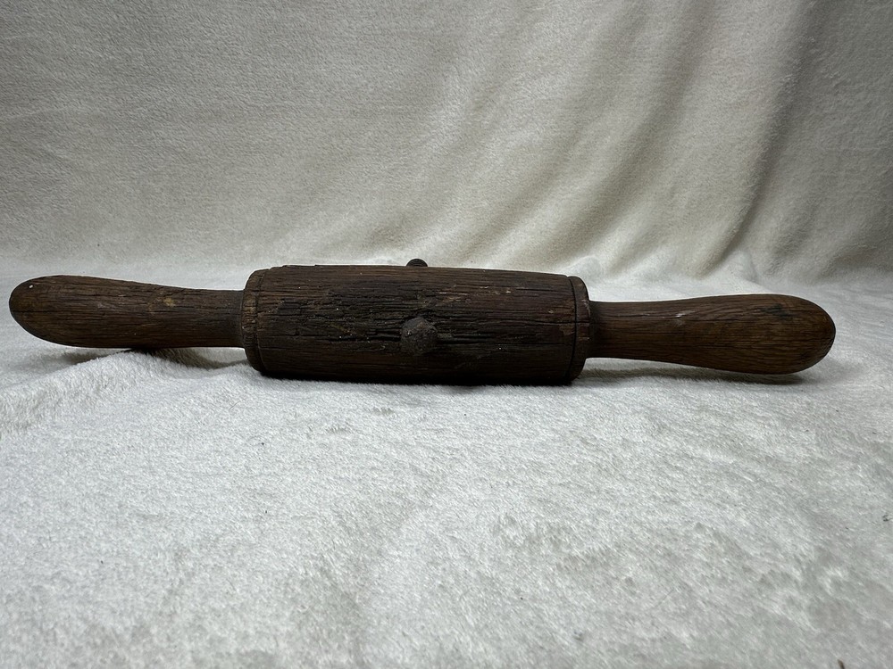 Antique Hand Drill Tool Wooden T- Handle
