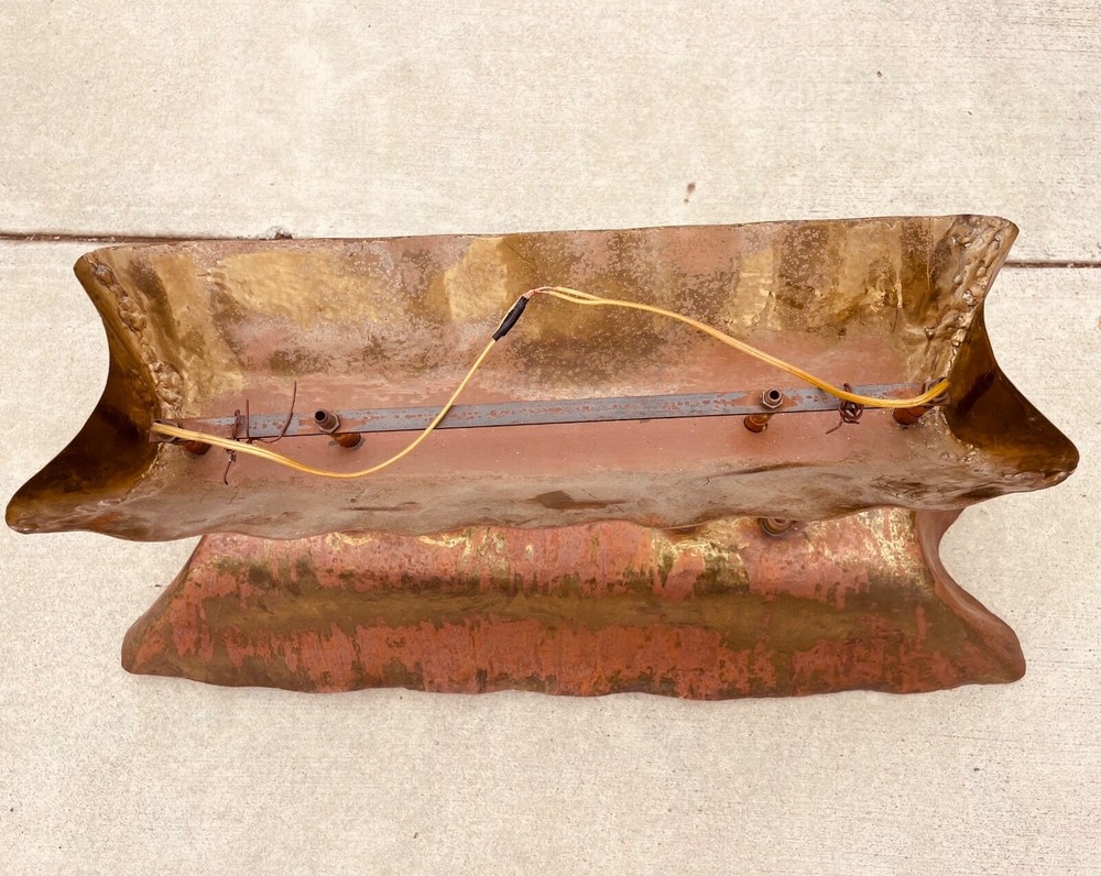 Mid Century - Brutalist - Patinated Brass Pool Table Light - 46" long