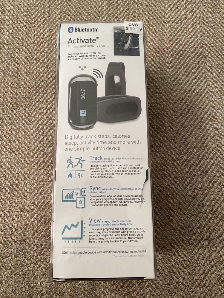 Modern Fitness Bluetooth Activity Tracker Black Open Box New Never Used!