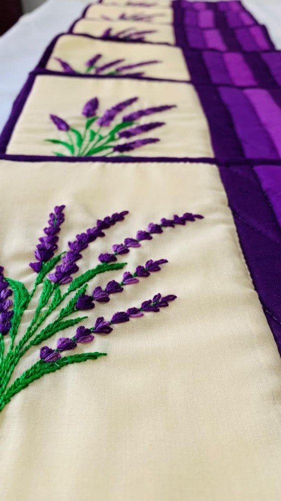 Hand embroidered quilted Mug Rugs (6 rugs)