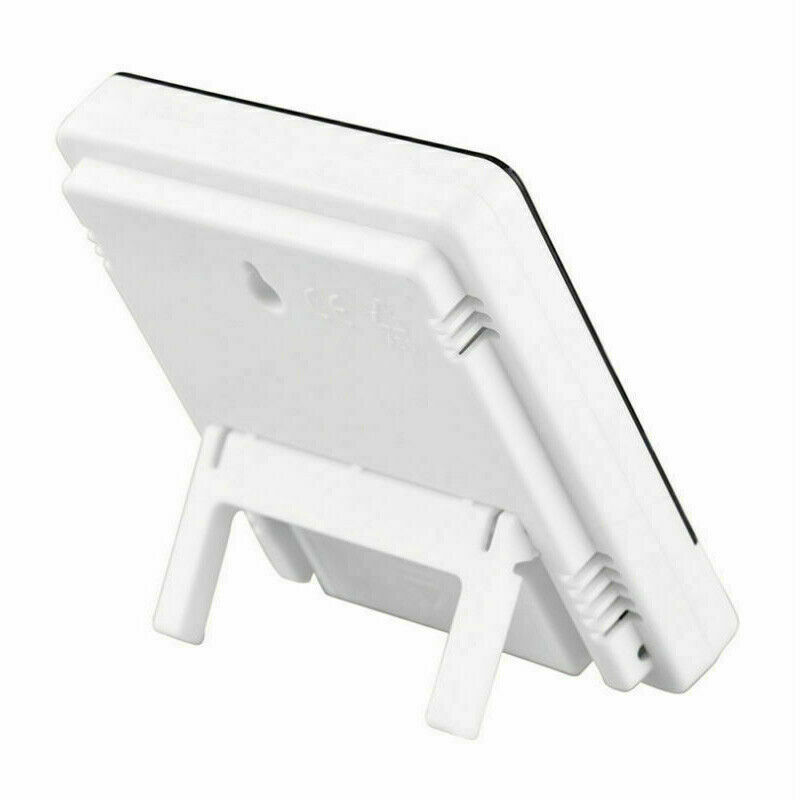 White Color Indoor Digital LCD Temperature Humidity Meter Clock