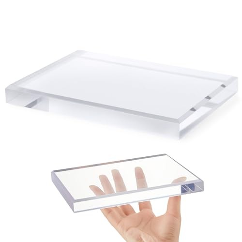 Clear Acrylic Block Rectangular Paperweight Beveled Display Base Solid