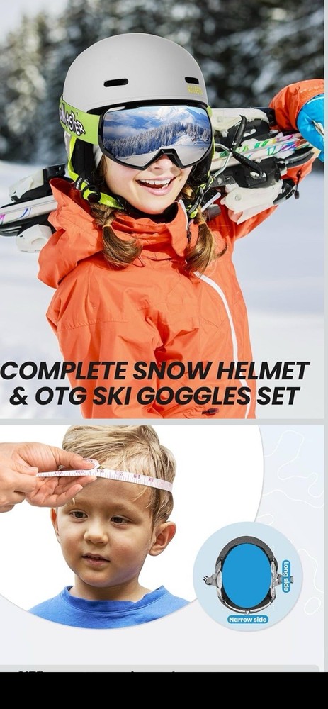 Kids Ski Helmet and Goggles Set, Snowboard Helmet, Durable PC Shell & EPS Foam,