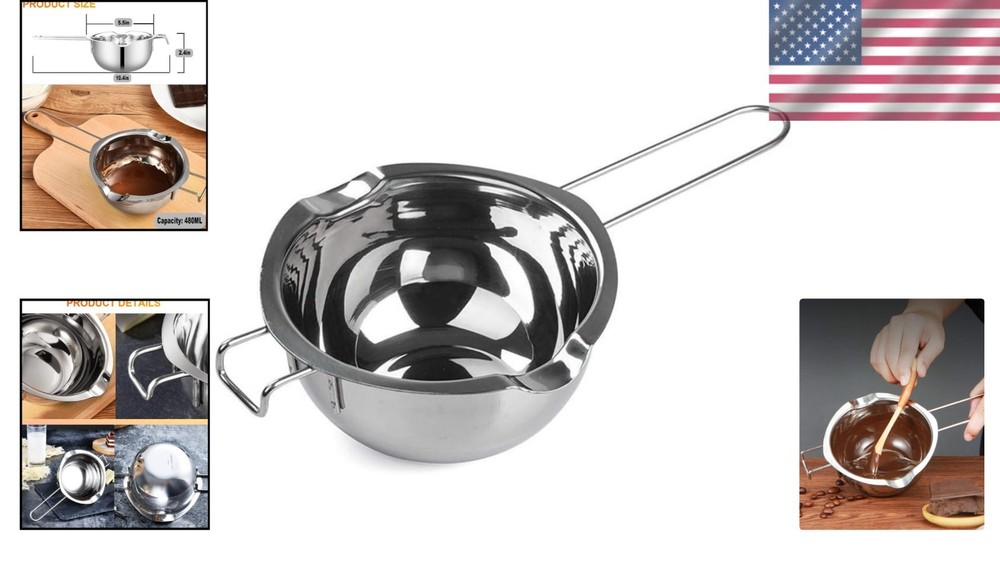 Elegant Stainless Steel Double Boiler Pot - 2 Cup Capacity for Perfect Melting