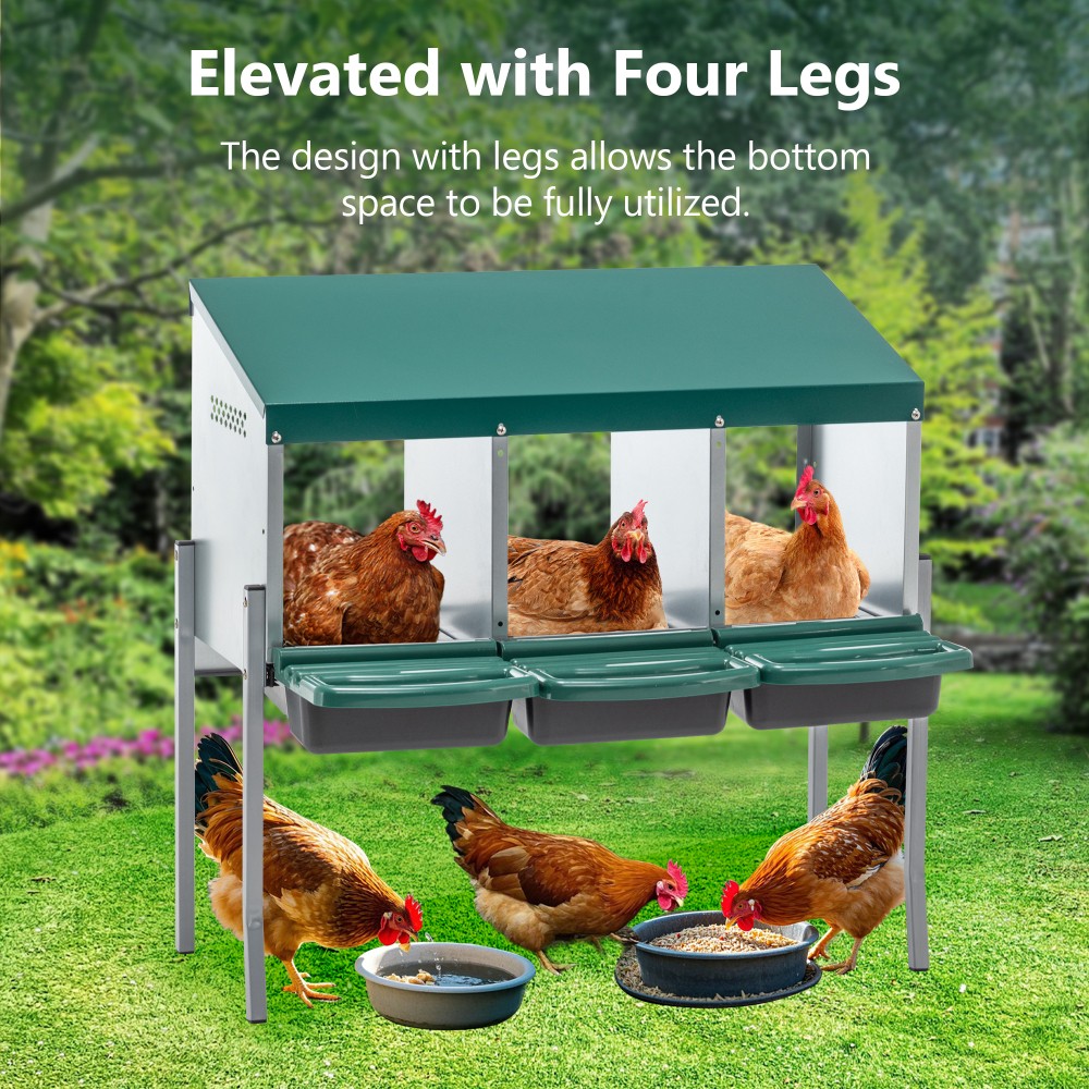 Nesting Boxes 3 Holes Chicken Nesting Boxes W Legs Lid Cover