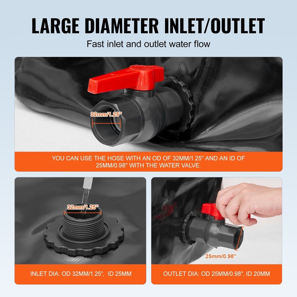 142.7gal All Terrain Water Storage Bladder PVC Durable Outdoor Solution