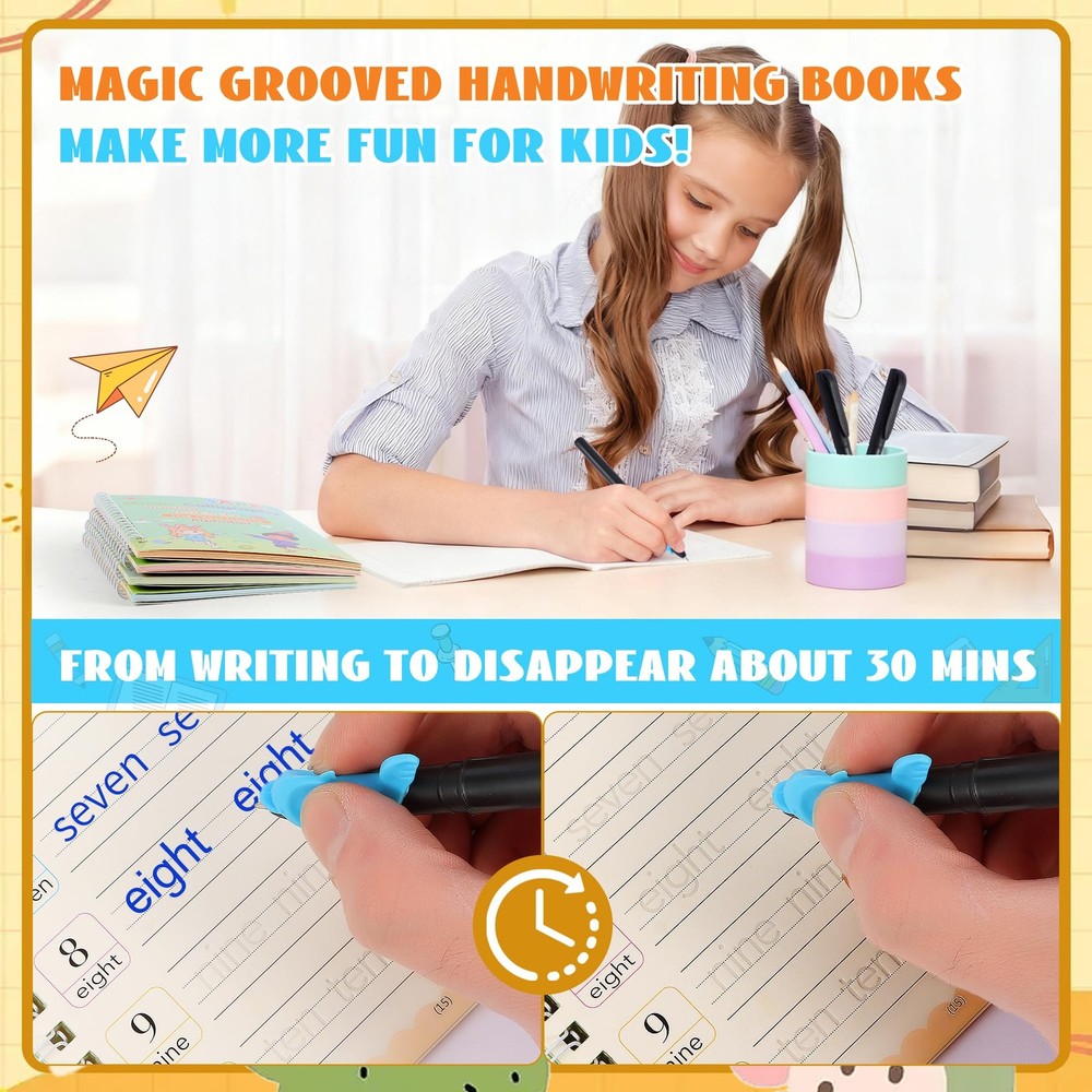 Magic Grooved Writing Practice Books, Reusable Handwriting Practice...
