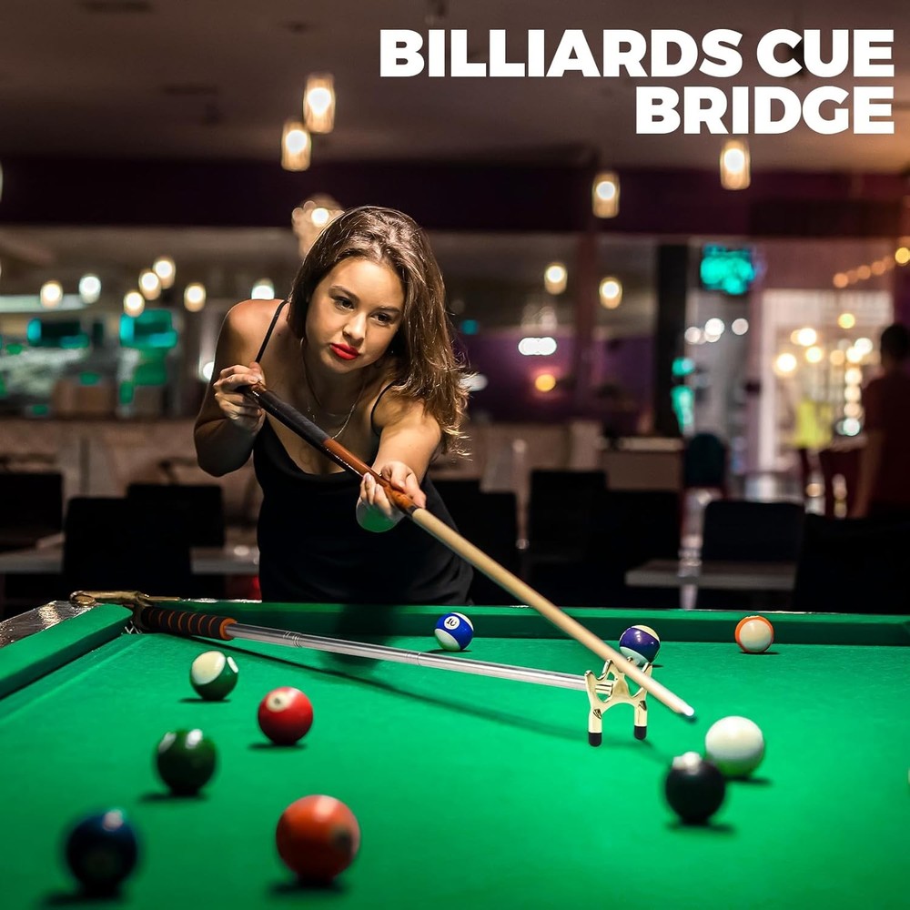 Pool Bridge Stick, Professional Retractable Cue Low Head, Brass
