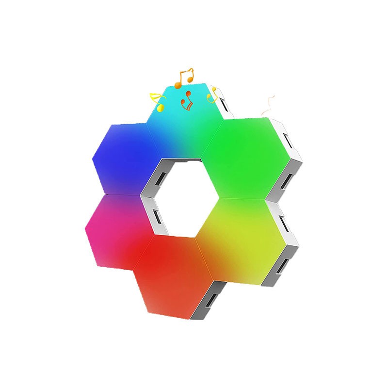 Quantum Hexagonal LED Gaming Light - Sound-Activated, Bluetooth/WiFi, Indoor
