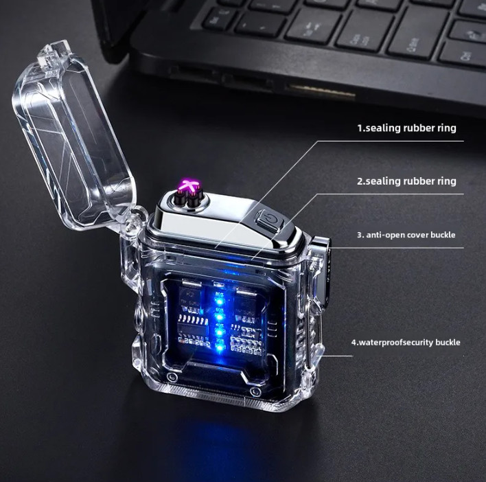 USB Rechargeable Lighter Dual Arc Plasma Windproof Lighter Waterproof COB Light