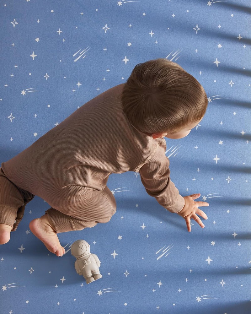 Pack and Play Sheets Fitted 3 Pack, Sheets, Blue Gray Planet