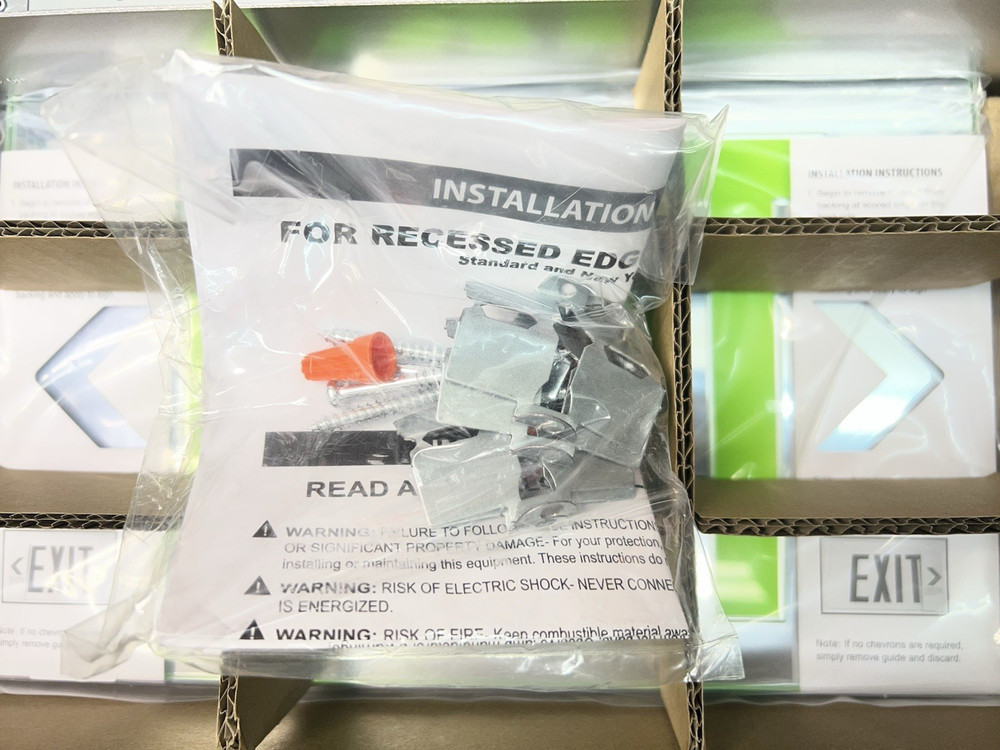 LED Exit Sign Edge-Lit Emergency Light w/ Battery Backup Double-Sided