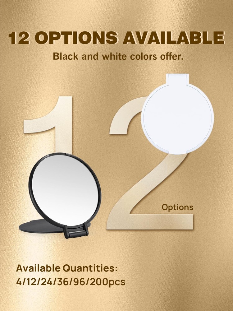 Qislee Compact Mirror Bulk, Round Makeup Bulk 36PCS, 36 Pcs-white