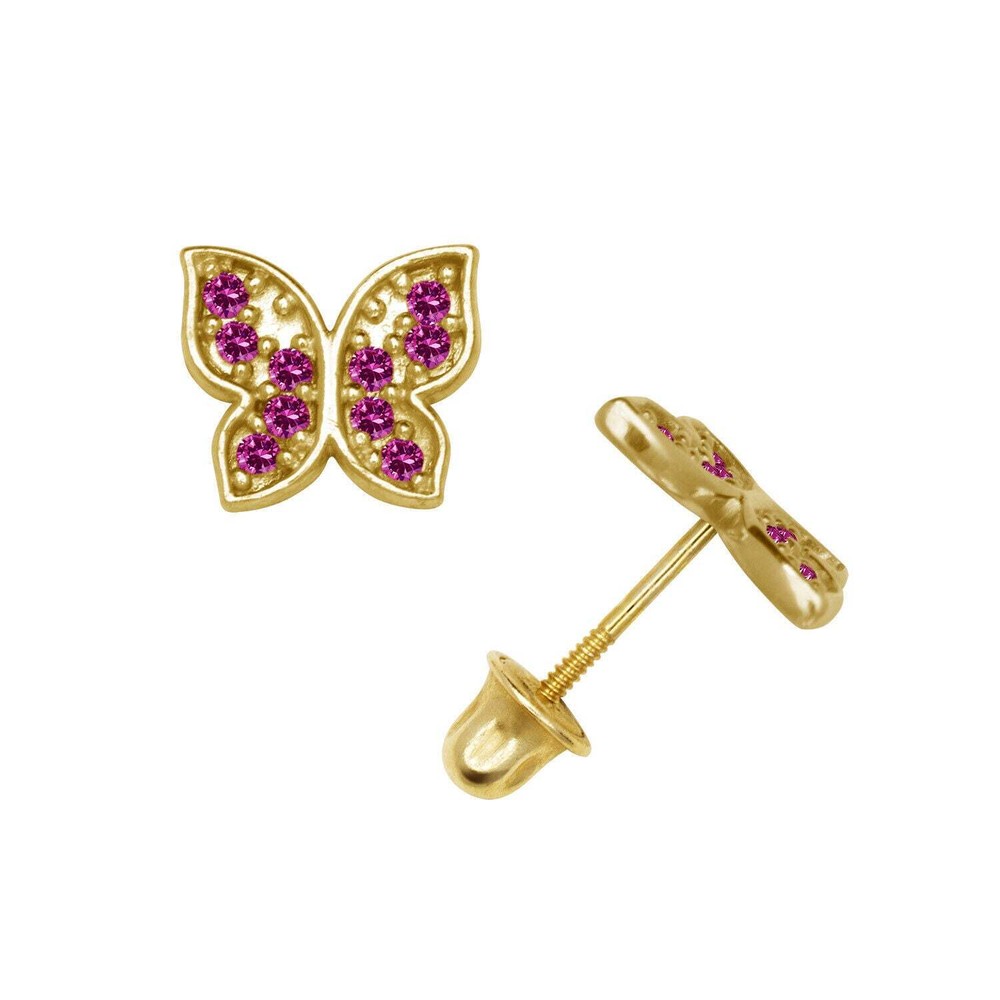 14k Yellow or White Gold Butterfly CZ Stud Earrings