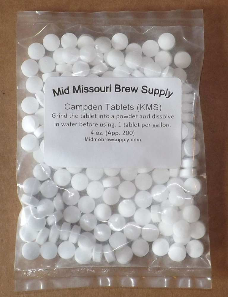 Campden Tablets (potassium metabisulfite) - 4oz.  (app. 200 Tablets)