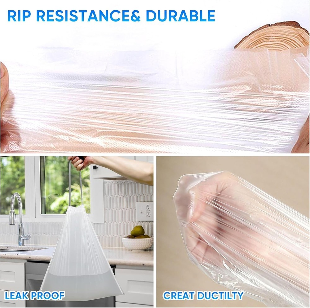 40 Count 4 Gallon Drawstring Trash Bags Small Gargabe Can liners White