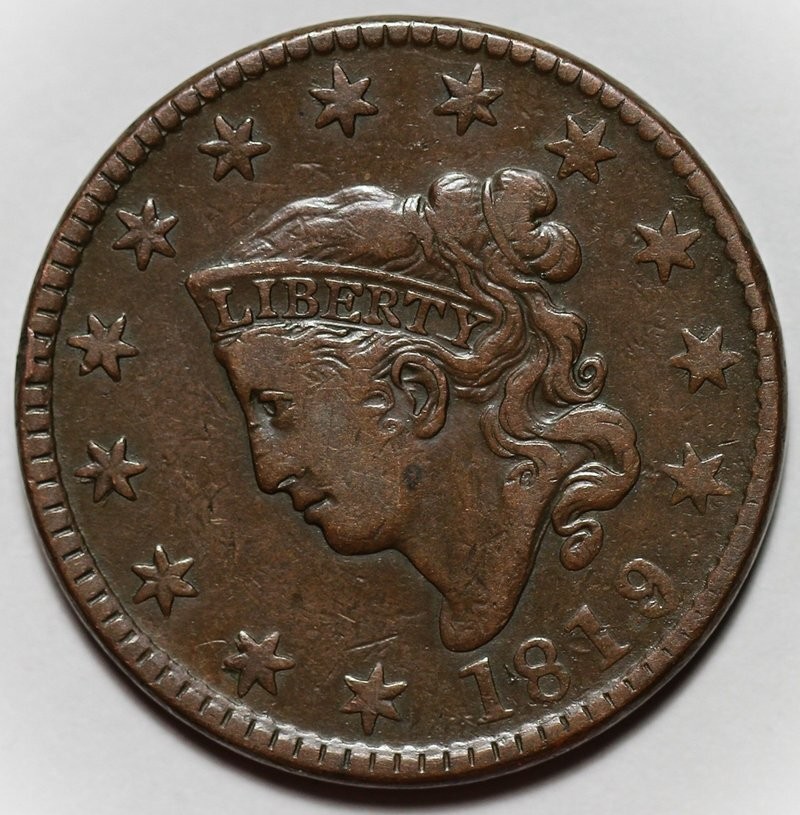 1819/8 Coronet Head Large Cent - US 1c Copper Coin
