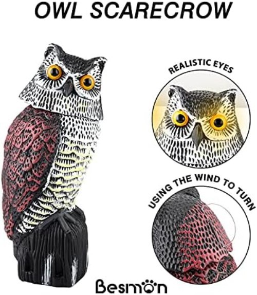 Robust Owl Decoy with Sand Compartment for Stability - Elegant Bird Deterrent