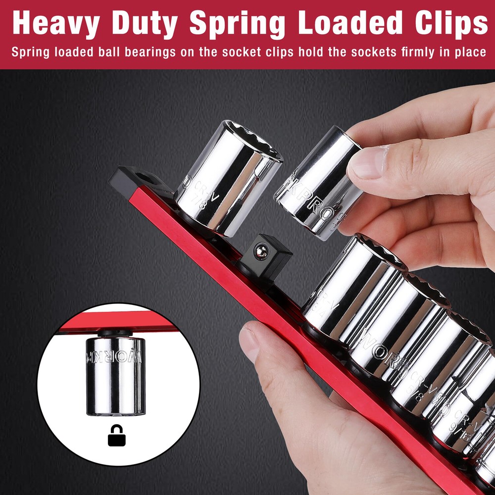 NEW 6-PACK 1/4" 3/8" 1/2" Drive Magnetic Socket Organizer Set Socket Holder Rack