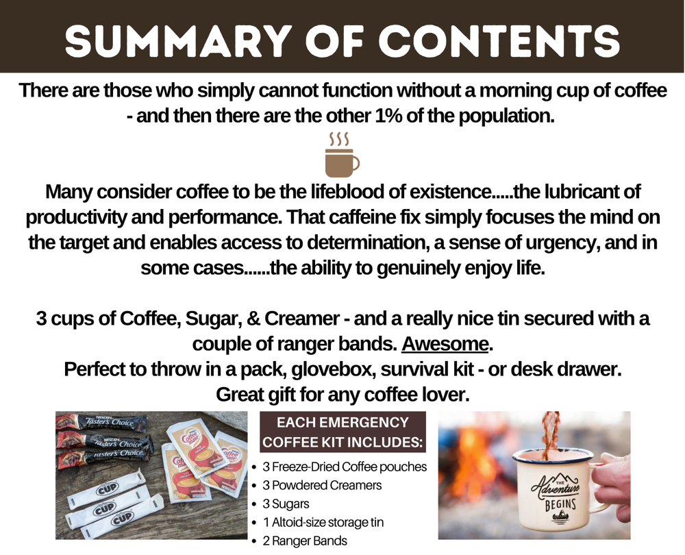 2 PACK - Emergency Survival Coffee Kit - SHTF | Prepper | Preparedness | Camping