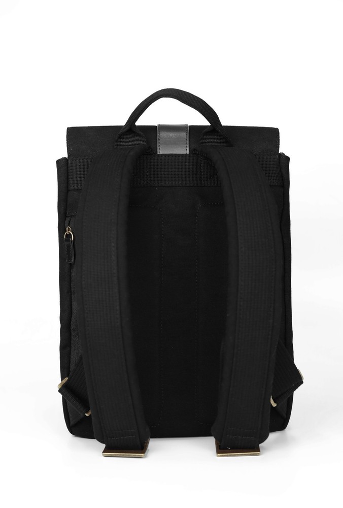 Masscobe Small Laptop Backpack with leather tirm, Black