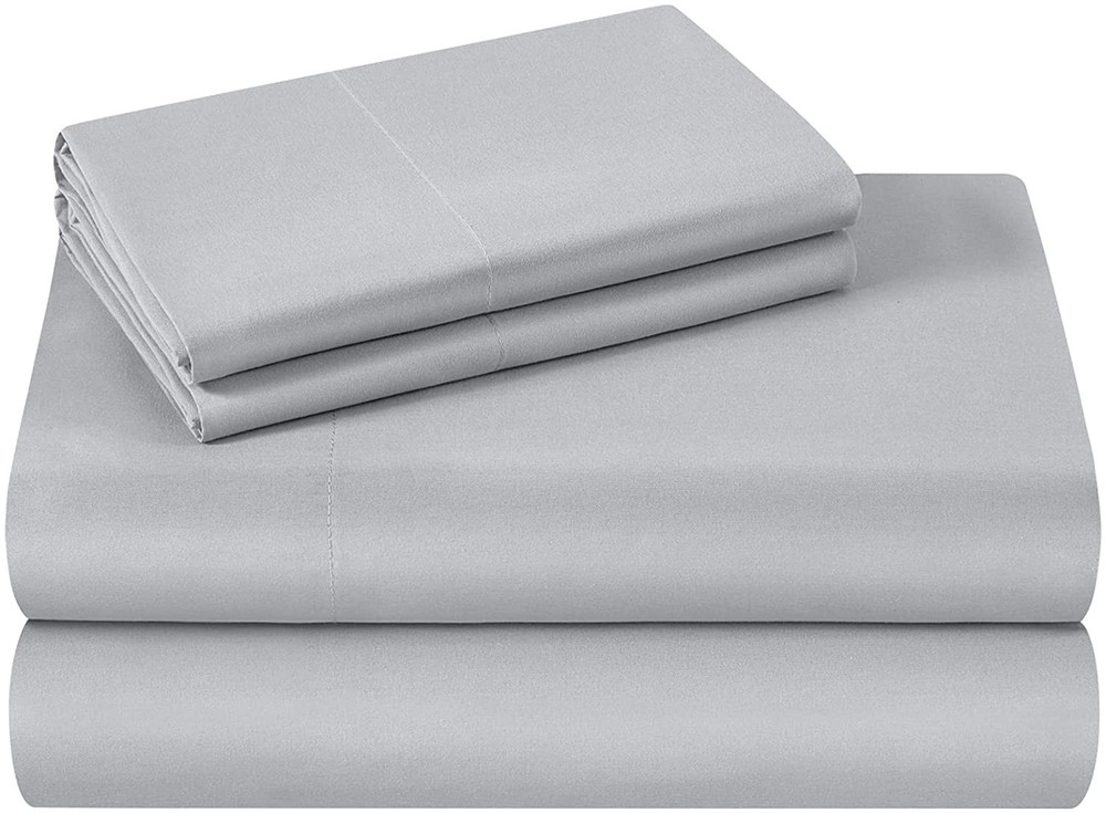 Microfiber 100% Polyester 3 piece Twin Sheet Set, Light Gray